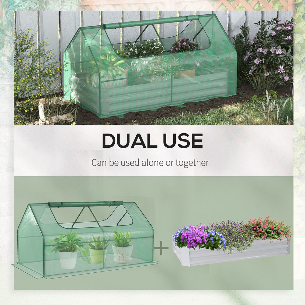 Outsunny Raised Garden Bed Planter Box with Greenhouse, Large Window, Green - anydaydirect