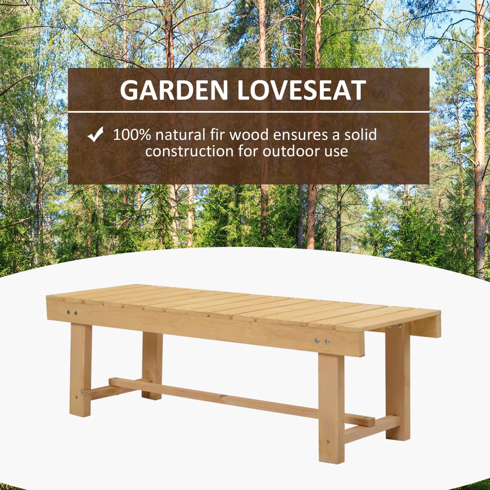 Outsunny 2-Seater Outdoor Garden Fir Wood Patio Bench - anydaydirect