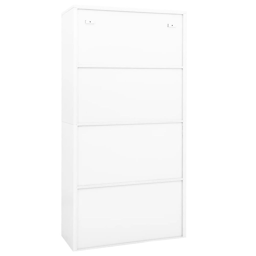 Office Cabinet White 90x40x180 cm Steel and Tempered Glass - anydaydirect