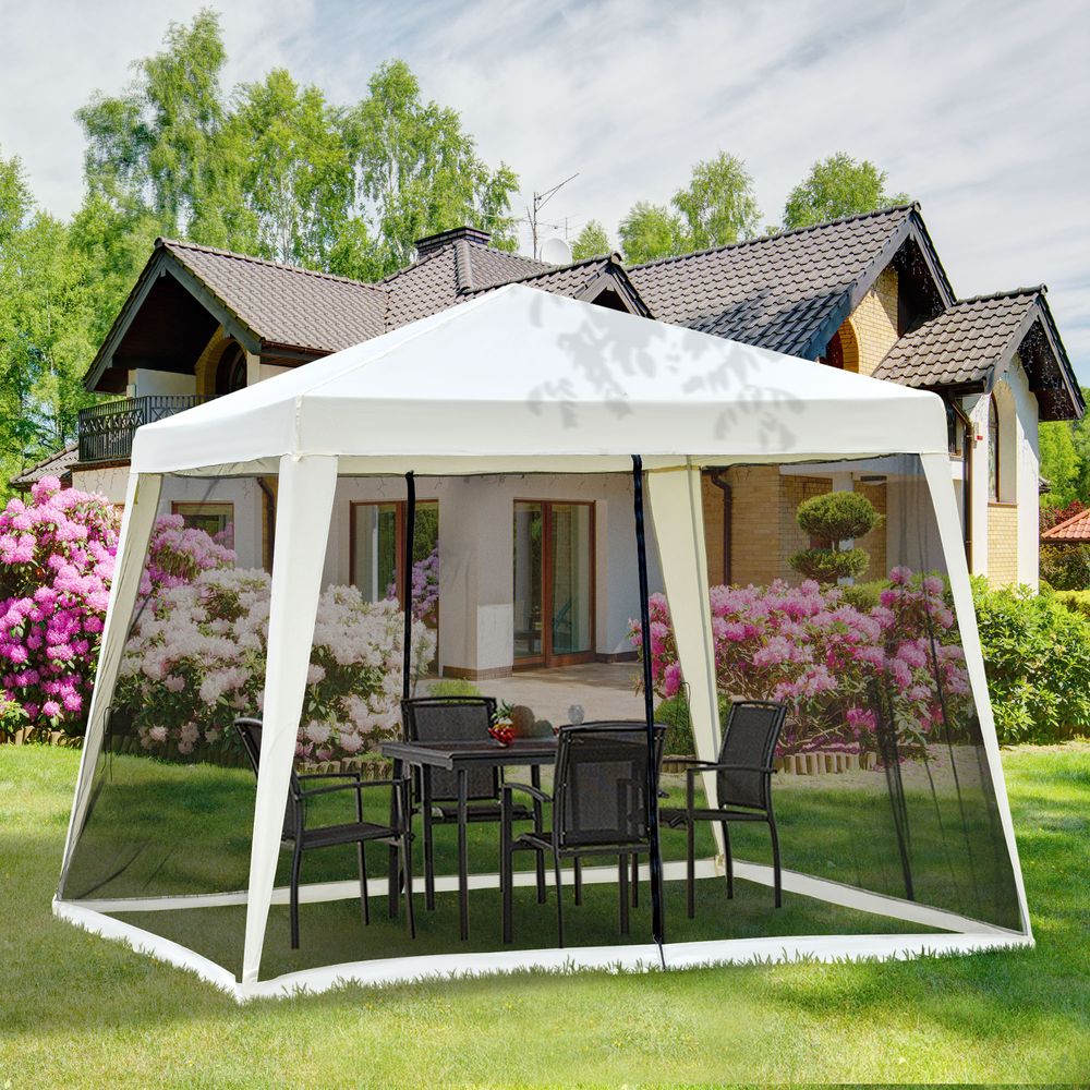 Outsunny 3x3m Outdoor Gazebo Tent W/Mesh Screen Walls-Cream white - anydaydirect