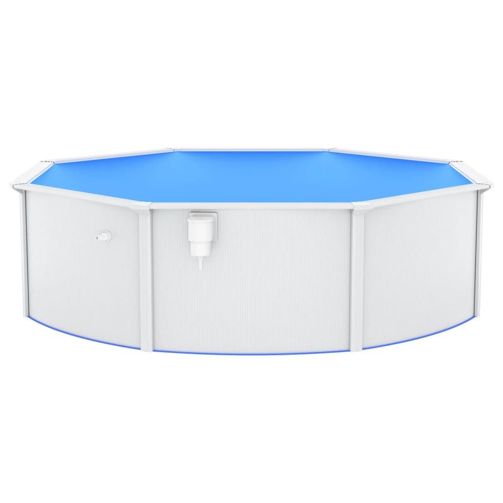 Swimming Pool with Steel Wall Round 460x120 cm White - anydaydirect