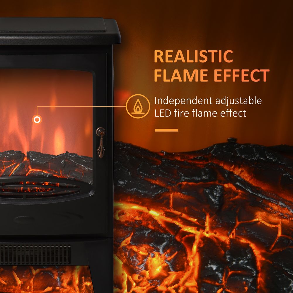 1800W Tempered Glass Electric Fireplace Heater Black - anydaydirect