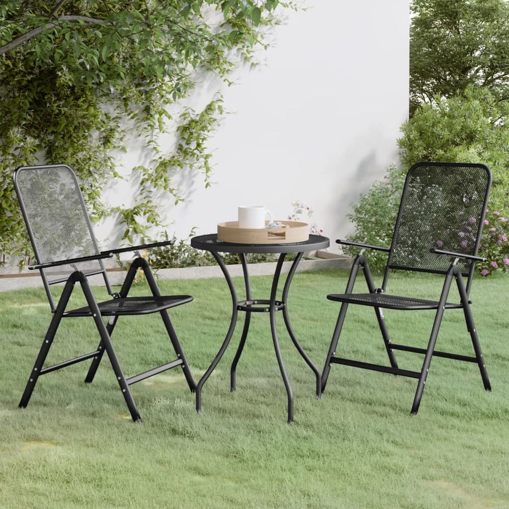 3 Piece Garden Dining Set Expanded Metal Mesh Anthracite - anydaydirect