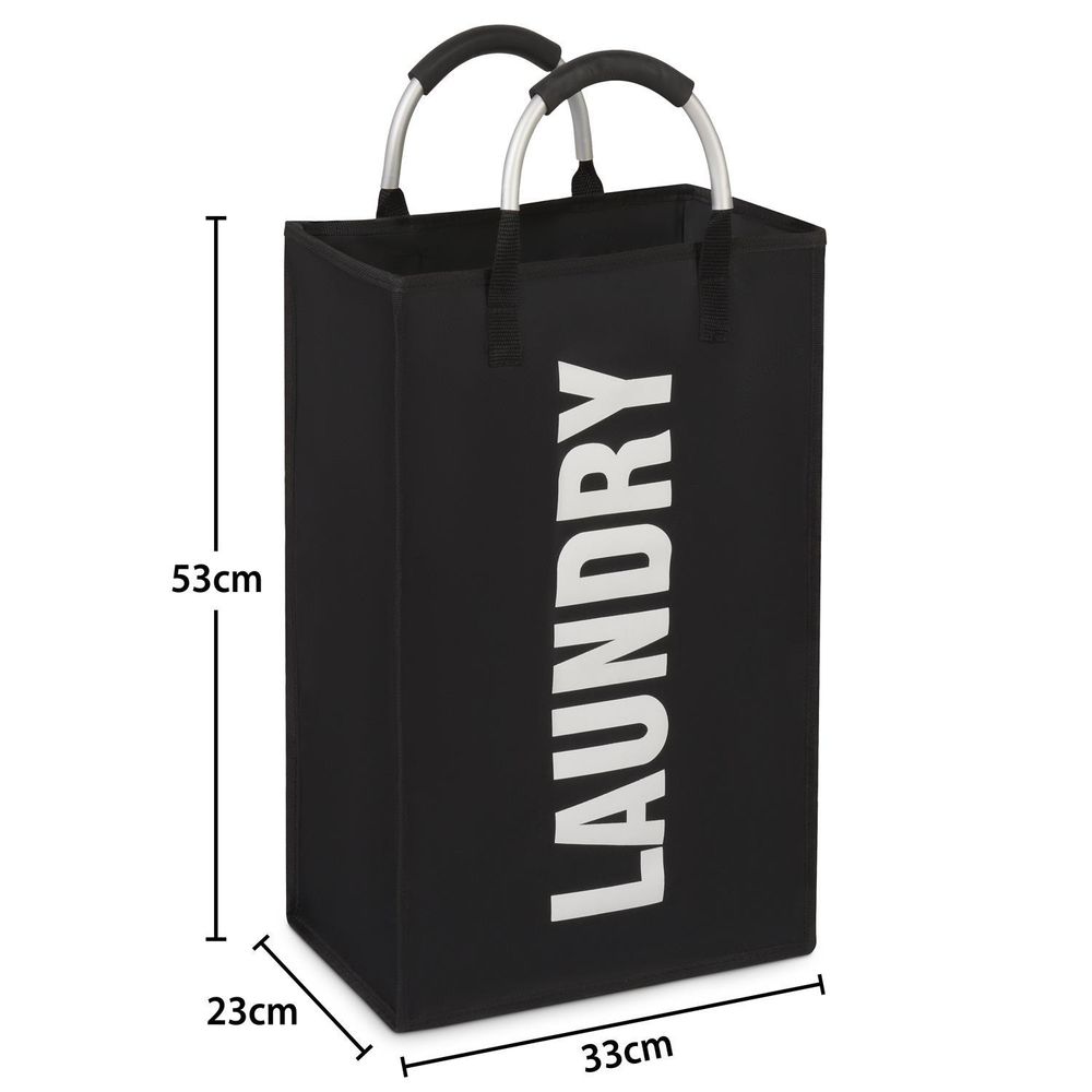 Single Collapsible Washing Laundry Basket Bag (3 Colors) for Bedroom, Fabric (Black) - anydaydirect