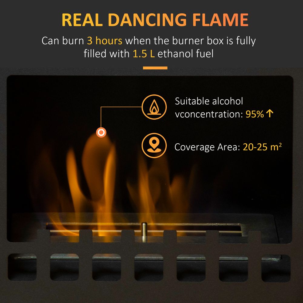 Free Standing Bio Ethanol Fireplace Heater with 1.5L Tank, Black HOMCOM - anydaydirect