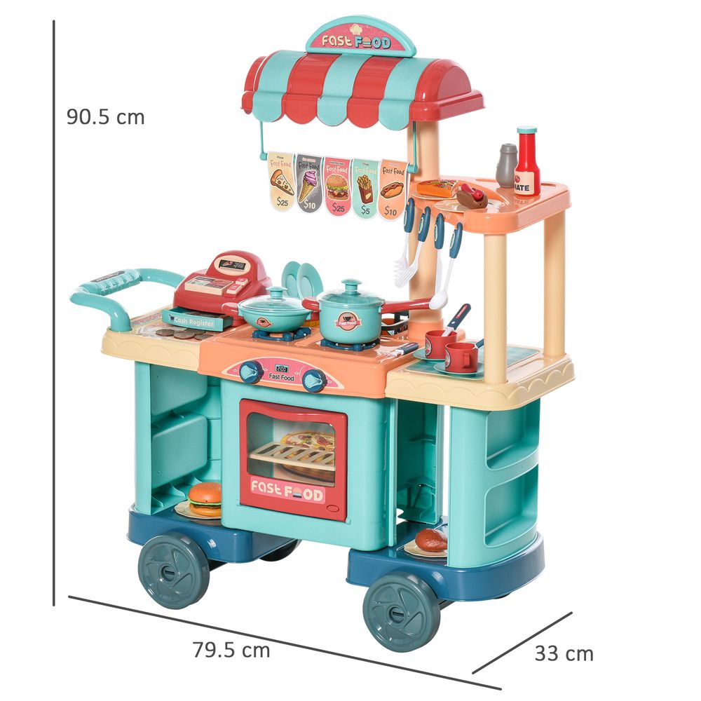 50 Pcs Kids Kitchen Play set Pretend Trolley Cart Toys for Age 3-6 - anydaydirect