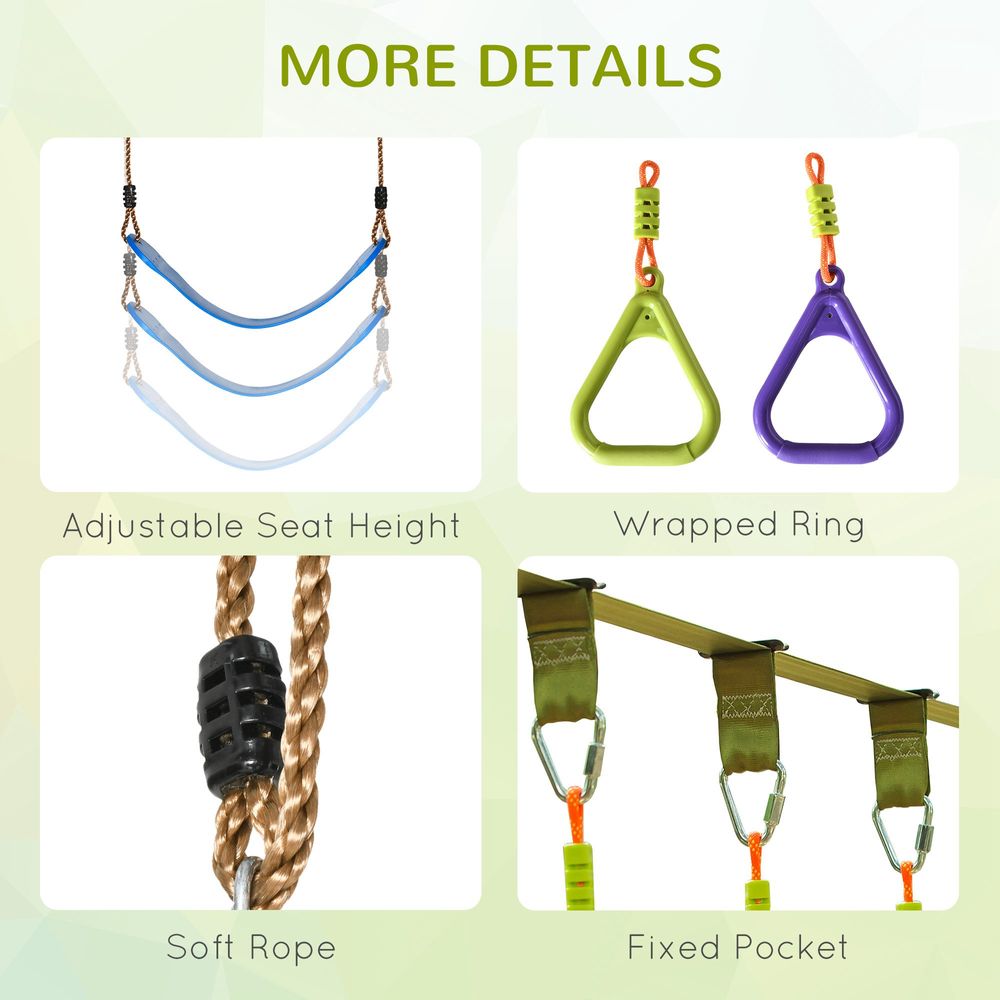 Ninja Obstacle Course w/ Monkey Bar, Gym Ring, Climbing Rope, Ladder Outsunny - anydaydirect