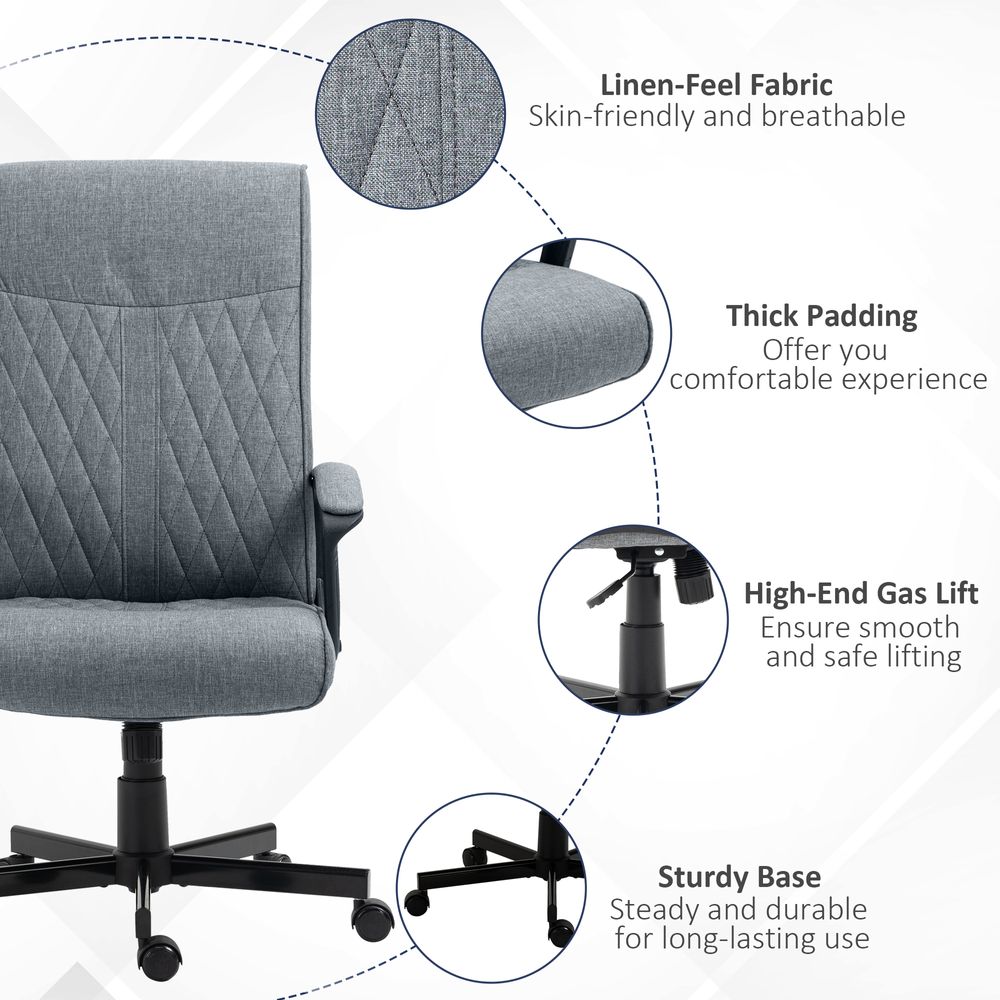 High-Back Home Office Chair with Adjustable Height and Swivel Wheels Vinsetto - anydaydirect