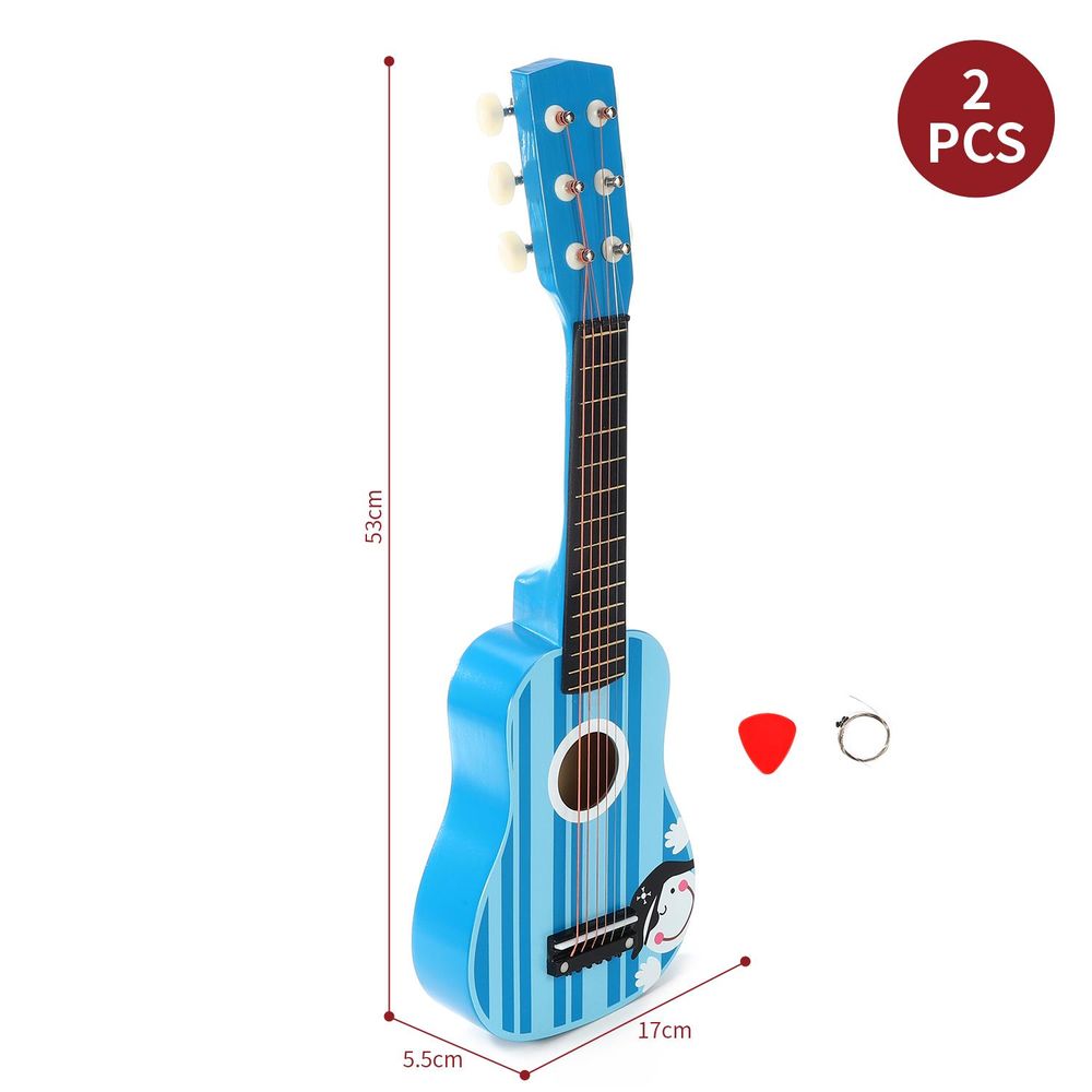 SOKA Wooden Stripe Striped Blue Pirate Guitar Childrens Musical Instrument - anydaydirect