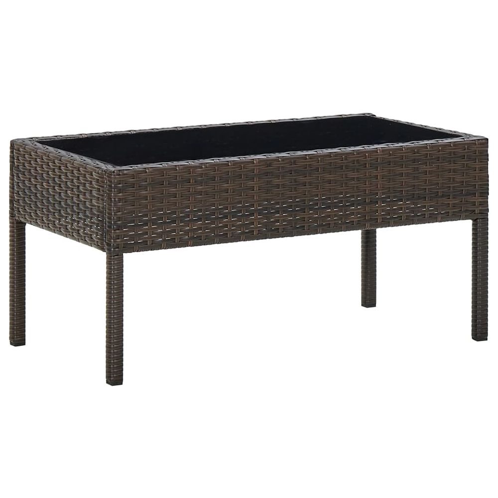 Garden Table Brown 75x40x37 cm Poly Rattan - anydaydirect