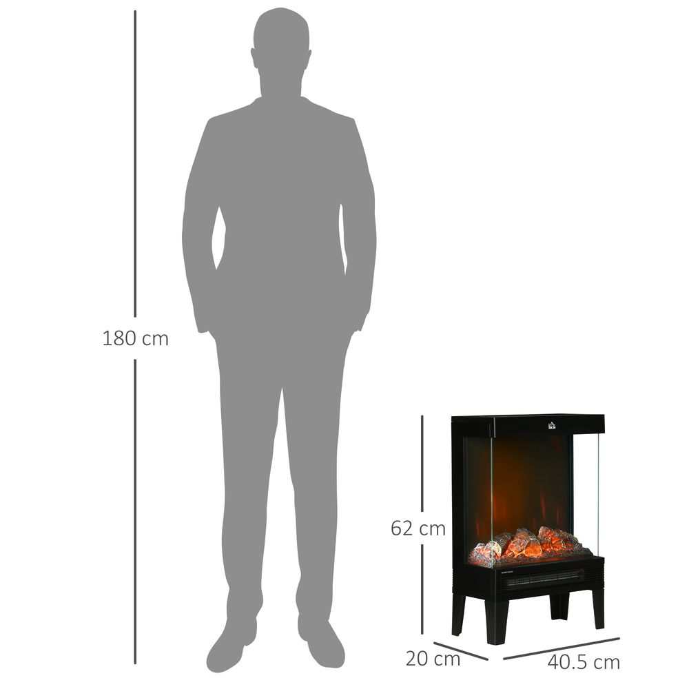 Fireplace Heater, Quiet LED Flame Effect Overheating Protection 1000/2000W - anydaydirect