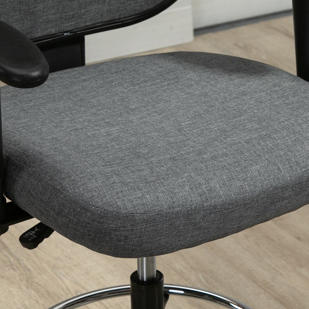 Drafting Chair Tall Office Stand Desk Chair  Foot Ring, Arm, Wheel Vinsetto - anydaydirect