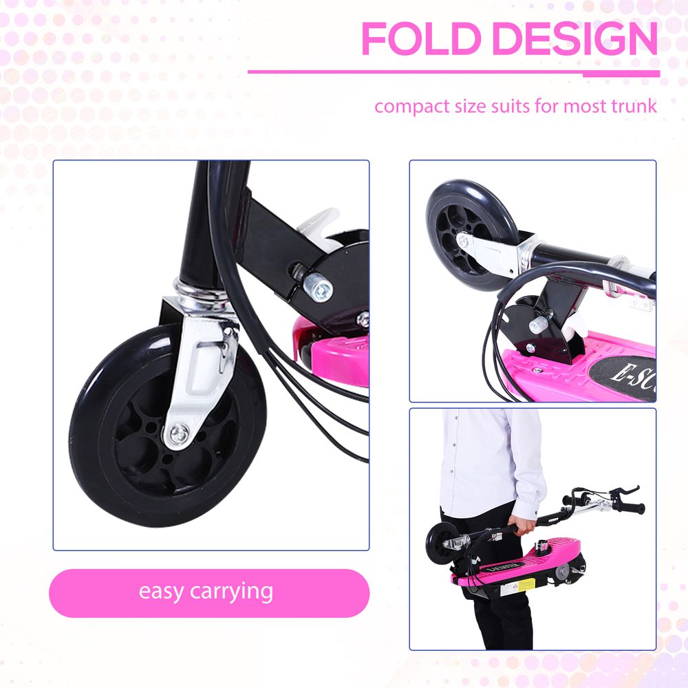 Kids Foldable Electric Powered Scooters 120W Toy Brake Kickstand Pink HOMCOM - anydaydirect