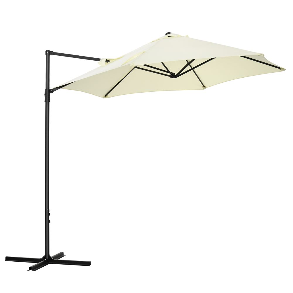 2.5M Garden Cantilever Parasol W/ 360 Rotation and Cross Base, Beige - anydaydirect