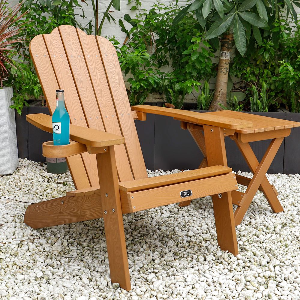 TALE Adirondack Portable Folding Side Table Square All-Weather and Fade-Resistant Plastic Wood Table Perfect for Outdoor Garden, Beach, Camping, Picnics Brown - anydaydirect