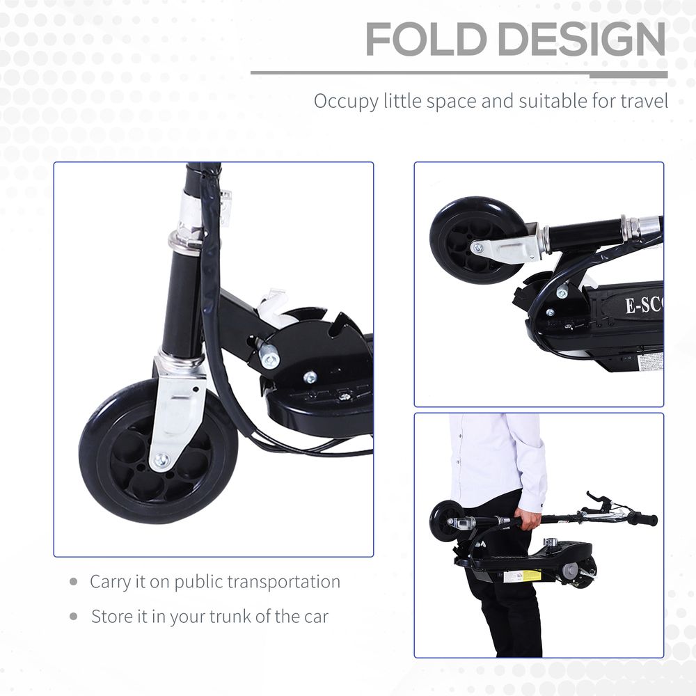 Kids Foldable Electric Powered Scooter 120W Toy Brake Kickstand Black HOMCOM - anydaydirect