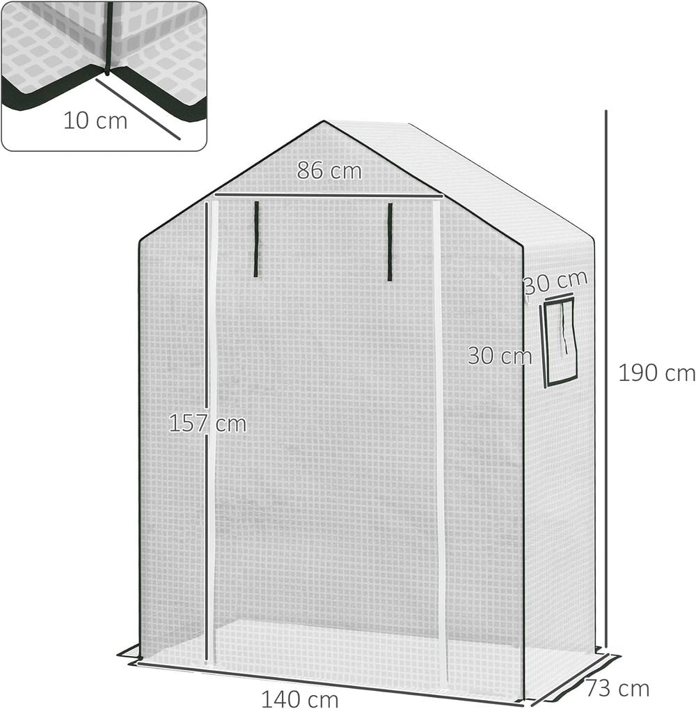 Outsunny PE Greenhouse Cover Replacement with Door and Mesh Windows, White - anydaydirect