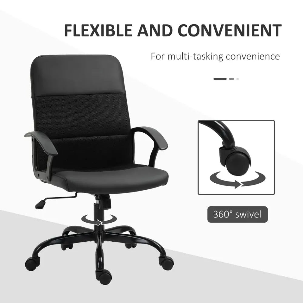 PVC Leather & Mesh Panel Blend Office Chair Swivel Seat w/ Padding Ergonomic - anydaydirect