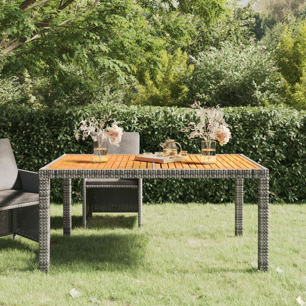 Garden Table 90x90x75 cm Poly Rattan and Acacia Wood Black - anydaydirect