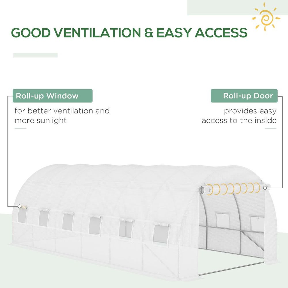 Outsunny 6x3x2m Greenhouse Replacement Cover ONLY for Tunnel Greenhouse White - anydaydirect