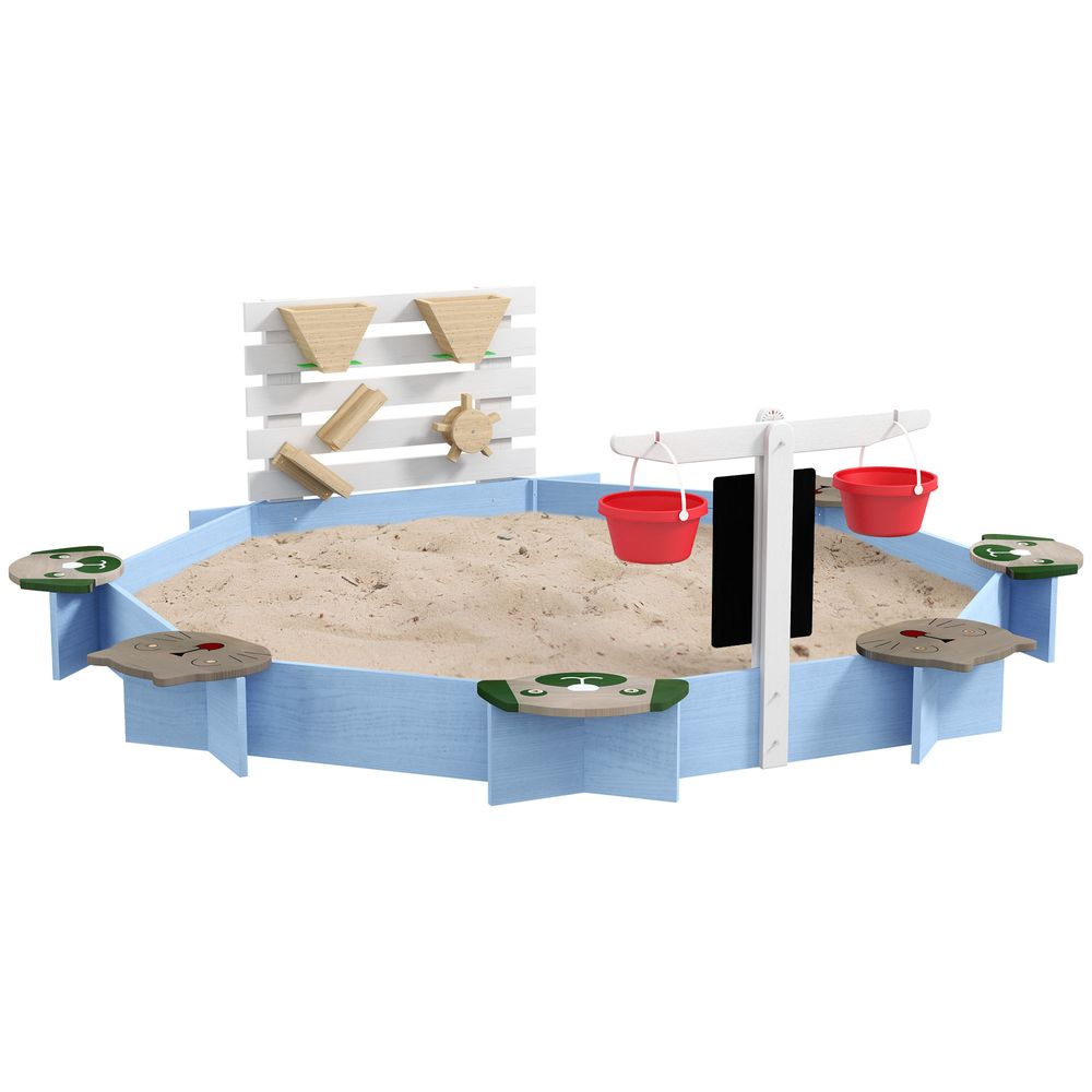 Outsunny Kids Sandbox, Outdoor Playset, for Ages 3-7 Years - Blue - anydaydirect