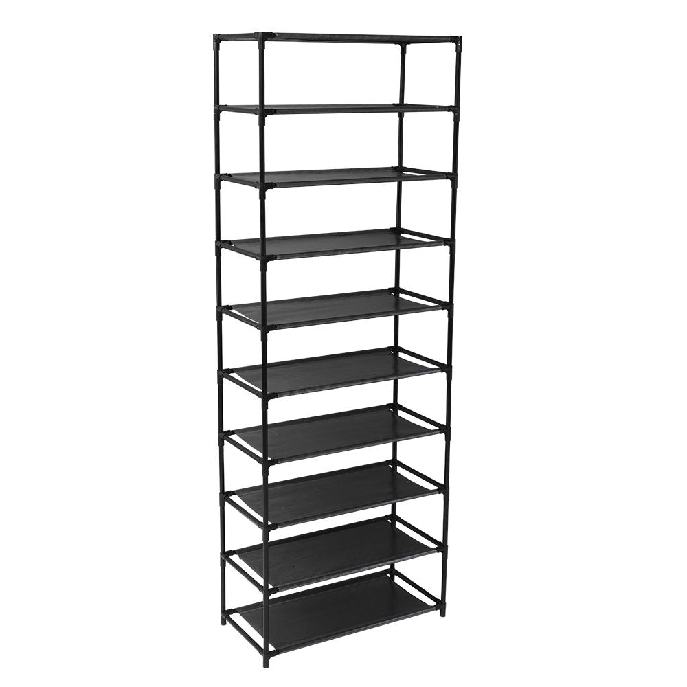 10 Tier Stackable Shoe Rack Storage Shelves - Stainless Steel Frame Holds 50 Pairs Of Shoes - anydaydirect