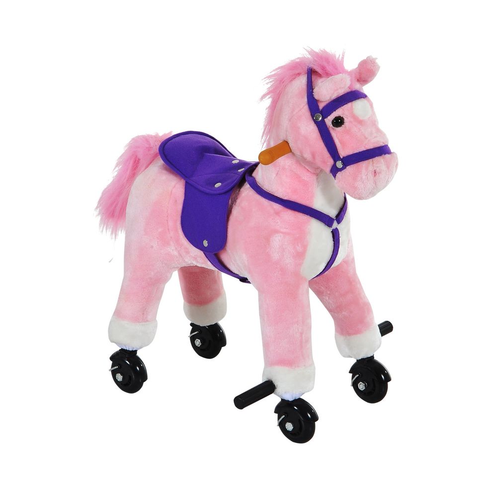 Wheeled Rocking Horse Ride on Rocker Children Riding Toy Plush Sound HOMCOM - anydaydirect