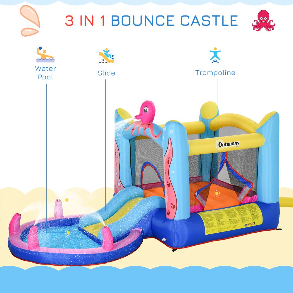 Bouncy Castle Slide Water Pool Trampoline, Blower 3.6 x 1.75 x 1.8m - anydaydirect