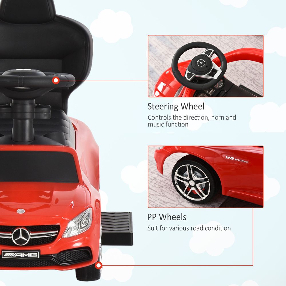 Mercedes-Benz Licensed Ride-On Pushcar w/ Storage Handle Horn Red HOMCOM - anydaydirect