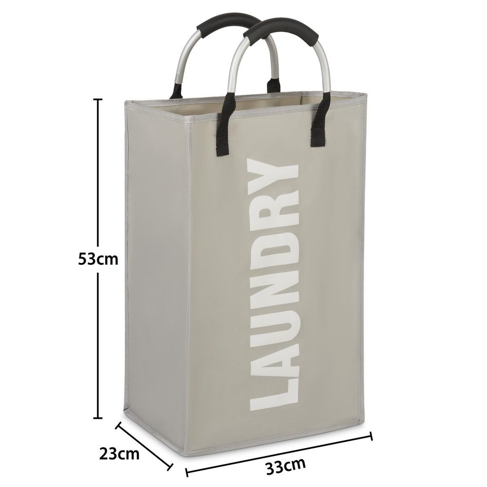 Single Collapsible Washing Laundry Basket Bag (3 Colors) for Bedroom - Light Grey - anydaydirect