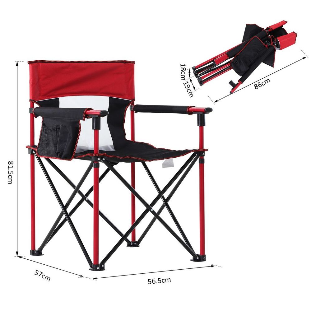 Outdoor Folding Fishing Camping Chair w/Cup Holder,Pocket,Backrest Red - anydaydirect