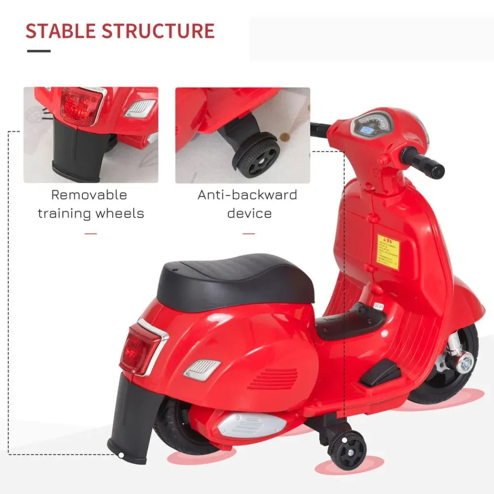 Vespa Licensed Kids Ride On Motorcycle 6V Battery Powered Electric Toys - anydaydirect