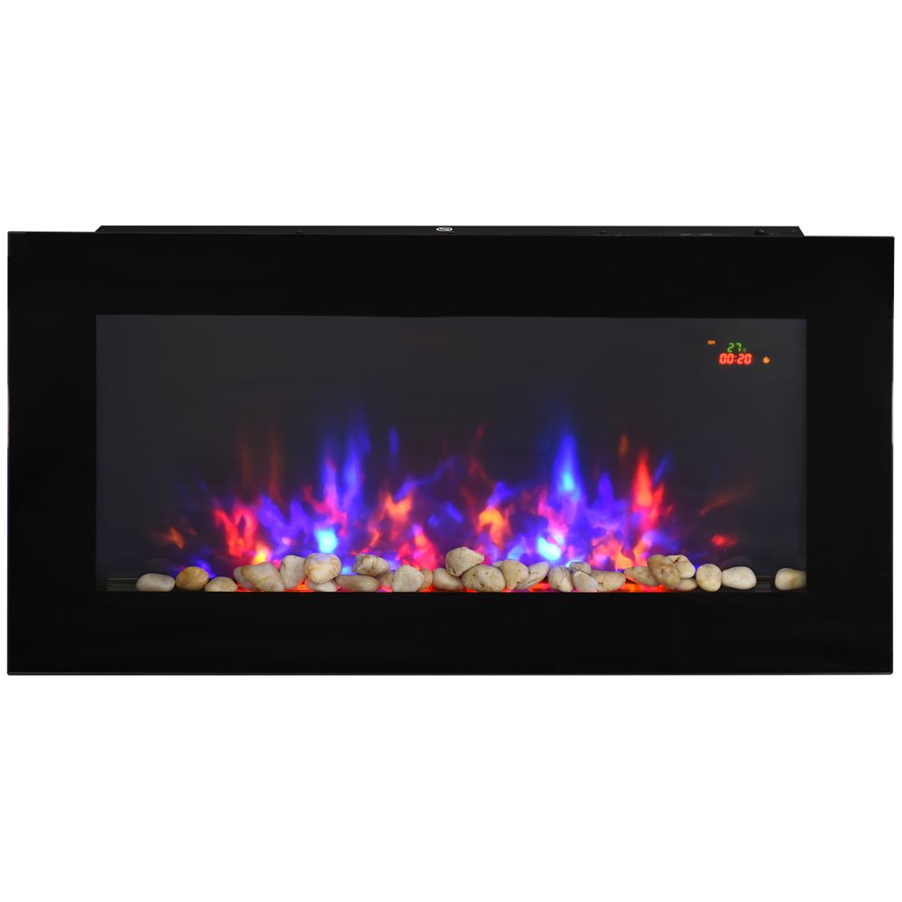 HOMCOM 1000W/2000W LED Electric Fireplace Automatic Function Remote Timer Safe - anydaydirect