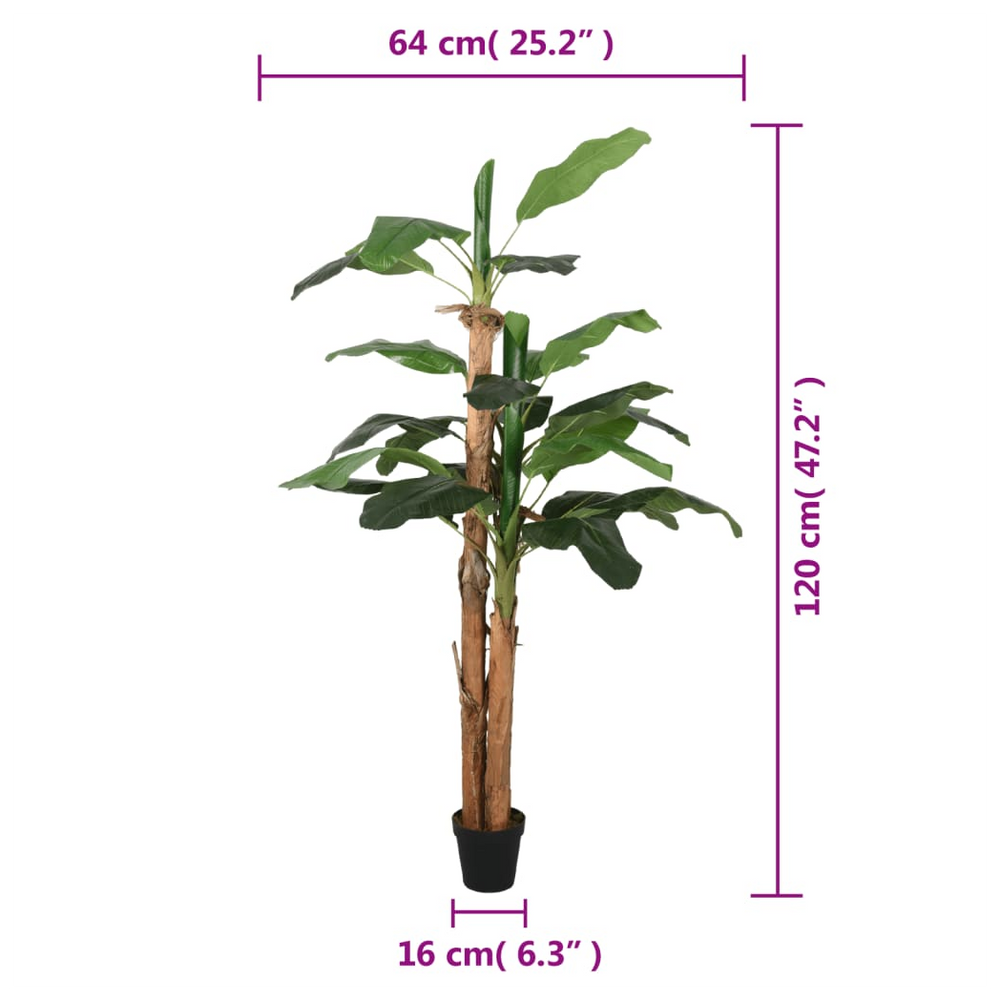 vidaXL Artificial Banana Tree 9 Leaves 120 cm Green - anydaydirect