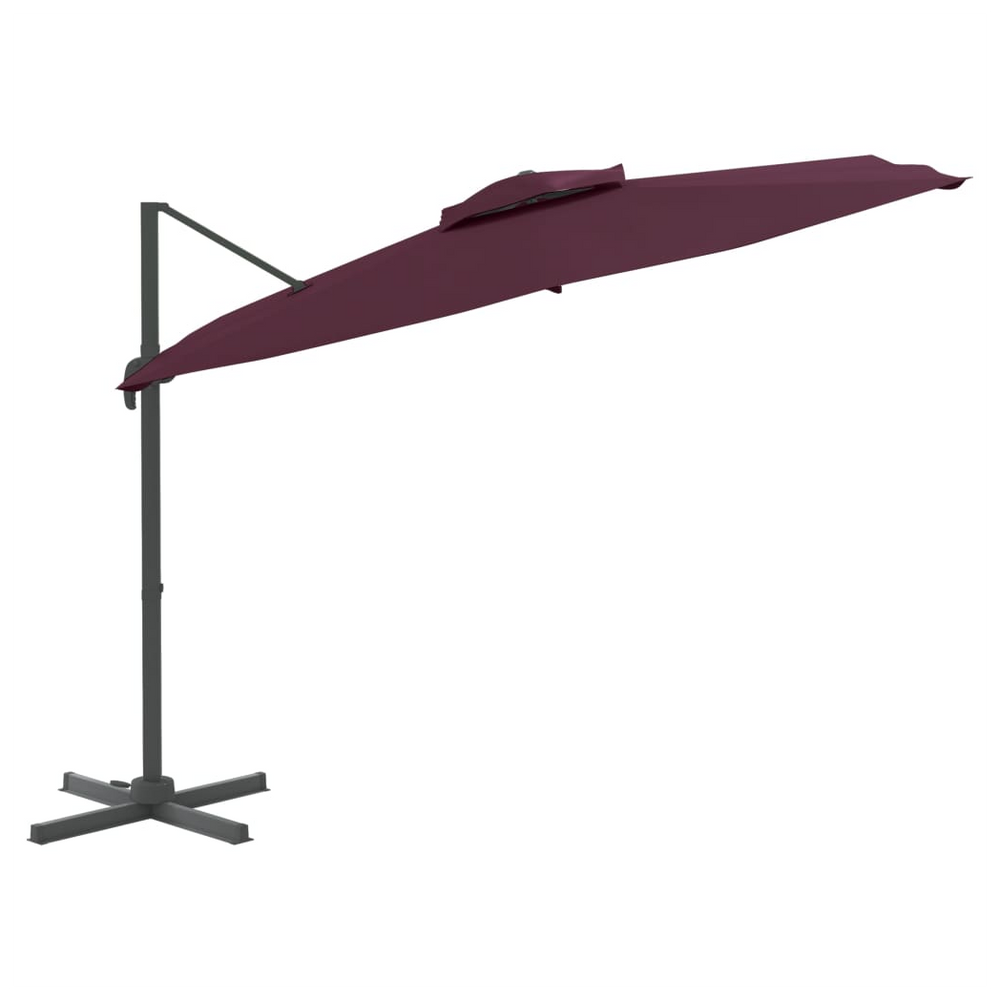 Double Top Cantilever Umbrella Bordeaux Red 400x300 cm - anydaydirect