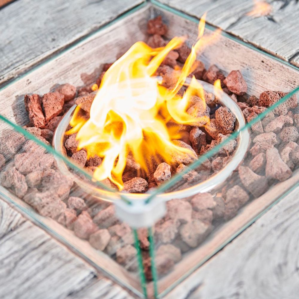 Outdoor Garden Rattan Propane Gas Fire Pit Table, Smokeless Firepit - anydaydirect