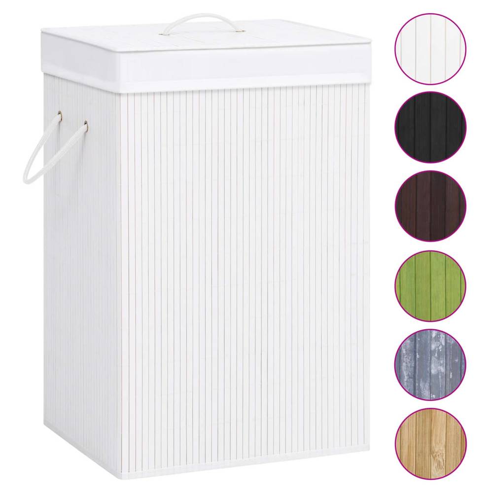 Bamboo Laundry Basket with Single Section White - anydaydirect