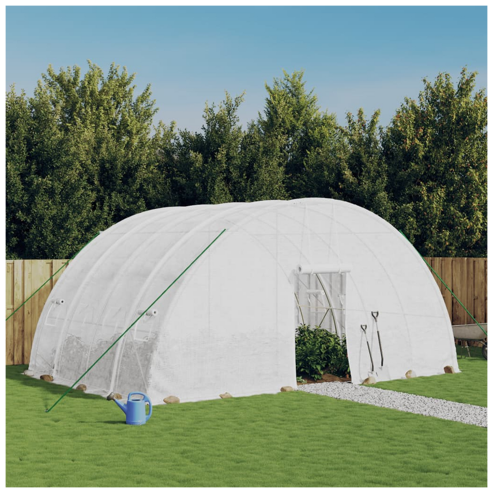 vidaXL Greenhouse with Steel Frame White 24 m² 6x4x2.85 m - anydaydirect