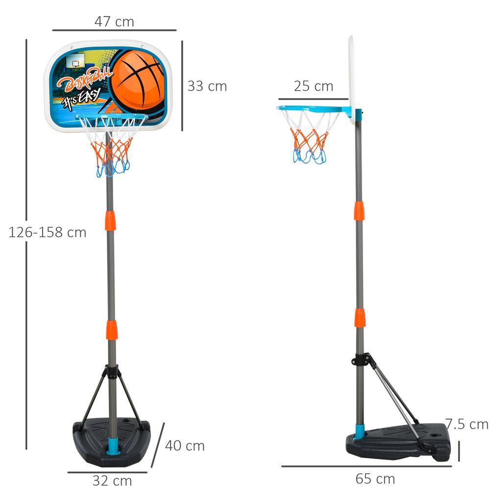 3 Pcs Kids Basketball Set Hoop Ball Pump Height Fillable Base 3-8 Yrs - anydaydirect
