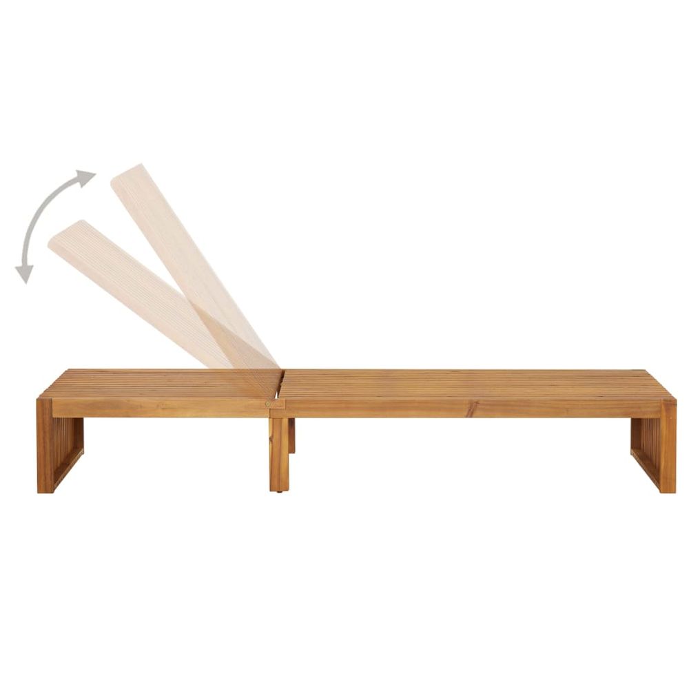 Sun Lounger Solid Acacia Wood - anydaydirect