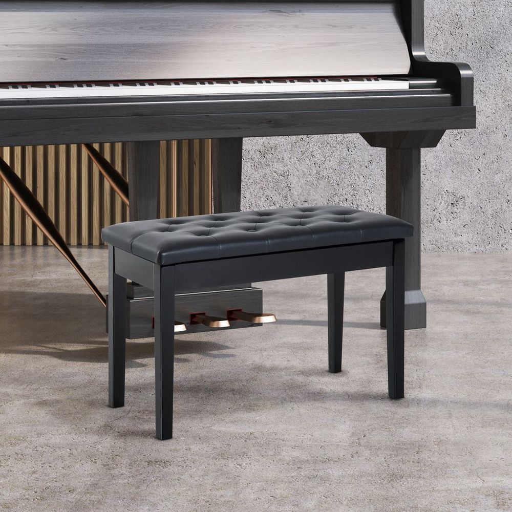 Classic Digital Keyboard Piano Bench Makeup Padded Seat Stool Solid Wood Black - anydaydirect