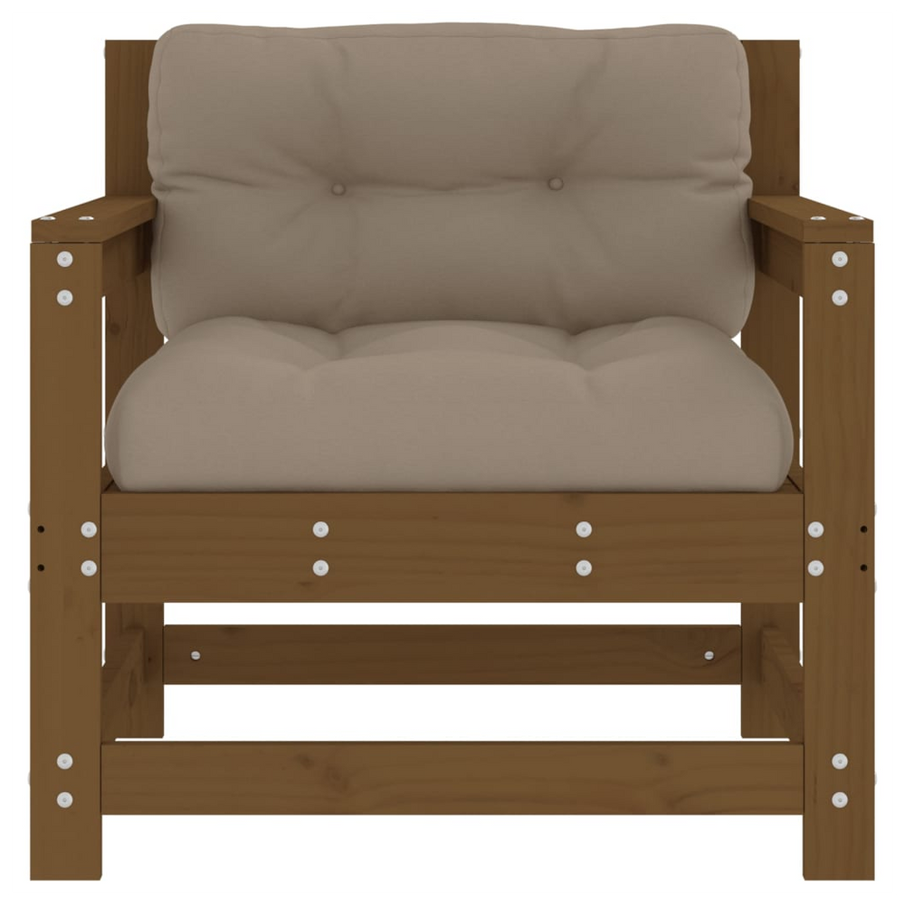 vidaXL Garden Chairs with Cushions 2 pcs Honey Brown Solid Wood Pine - anydaydirect