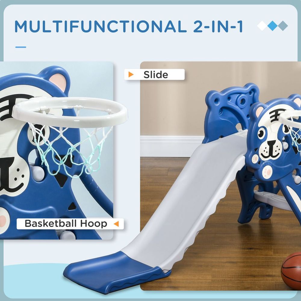 AIYAPLAY Kids Slide with Basketball Hoop, Basketball, for Ages 18-36 Months - anydaydirect