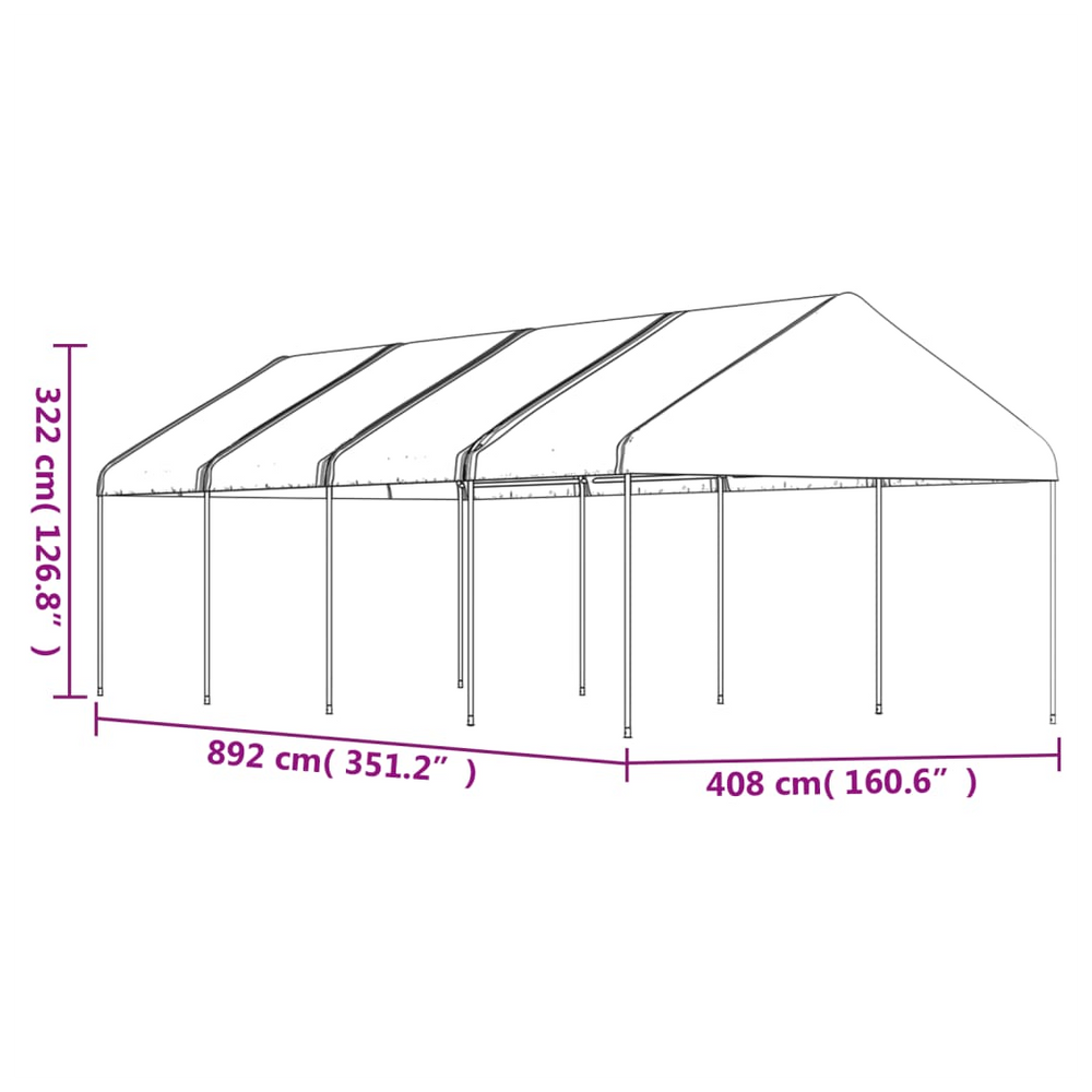 vidaXL Gazebo with Roof White 8.92x4.08x3.22 m Polyethylene - anydaydirect