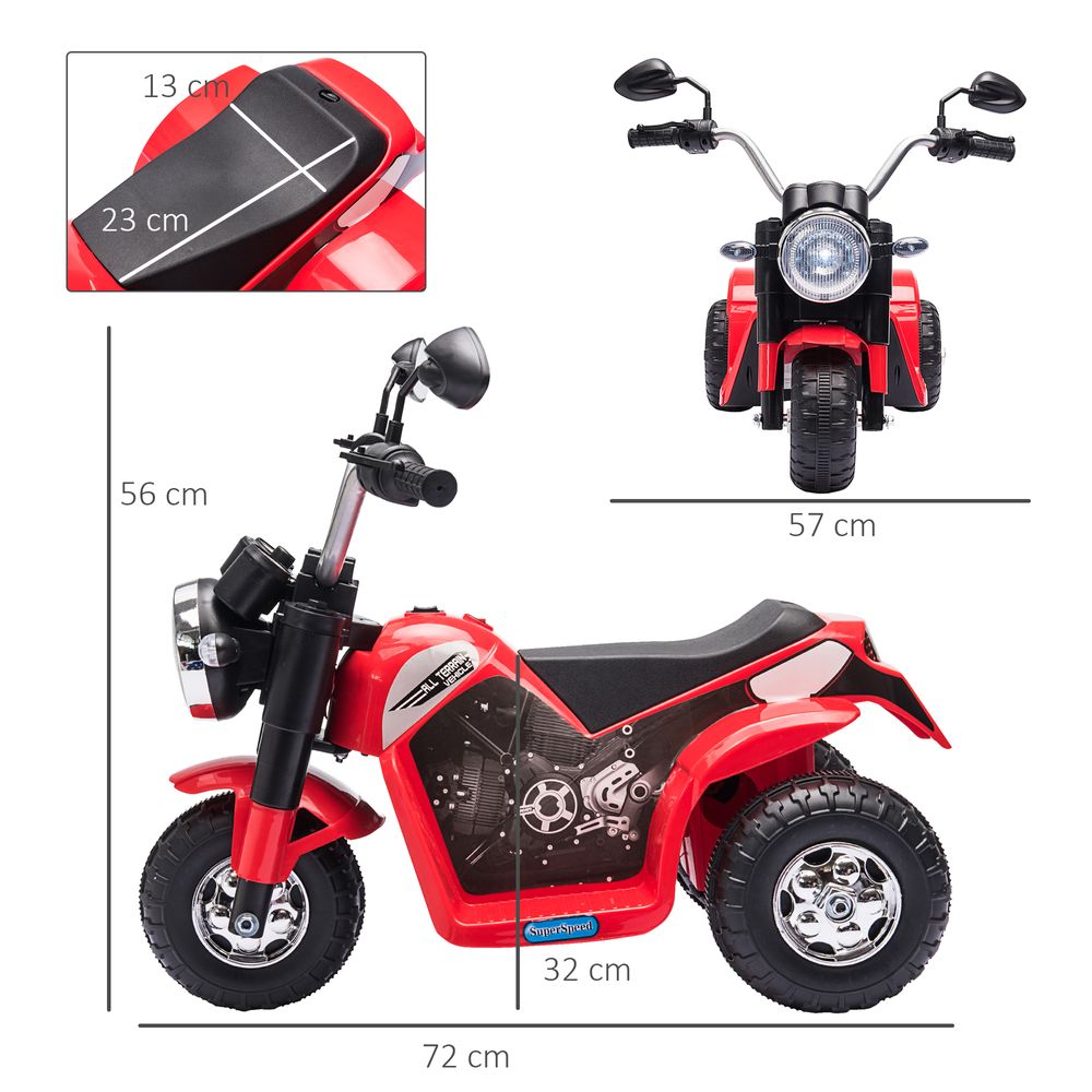 Kids 6V Electric Motorcycle Ride-On Toy Battery 18 - 36 Months Red HOMCOM - anydaydirect