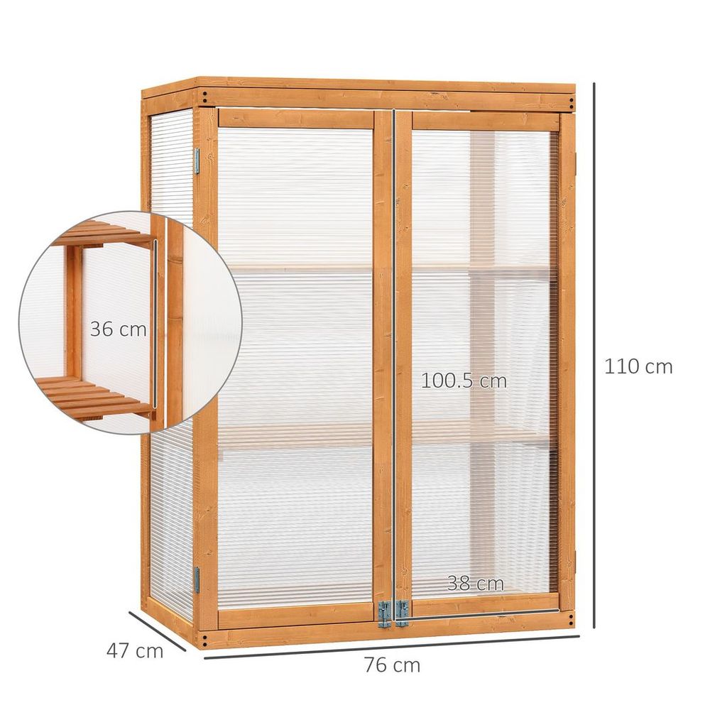 2 Shelves Wooden Cold Frame Grow House Greenhouse Outdoor Plant Storage - anydaydirect