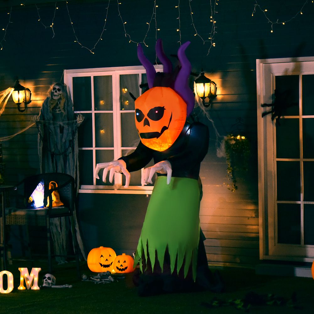 Halloween Pumpkin Ghost Inflatable LED Lighting Scary Ghoul Outdoor Kids Party - anydaydirect