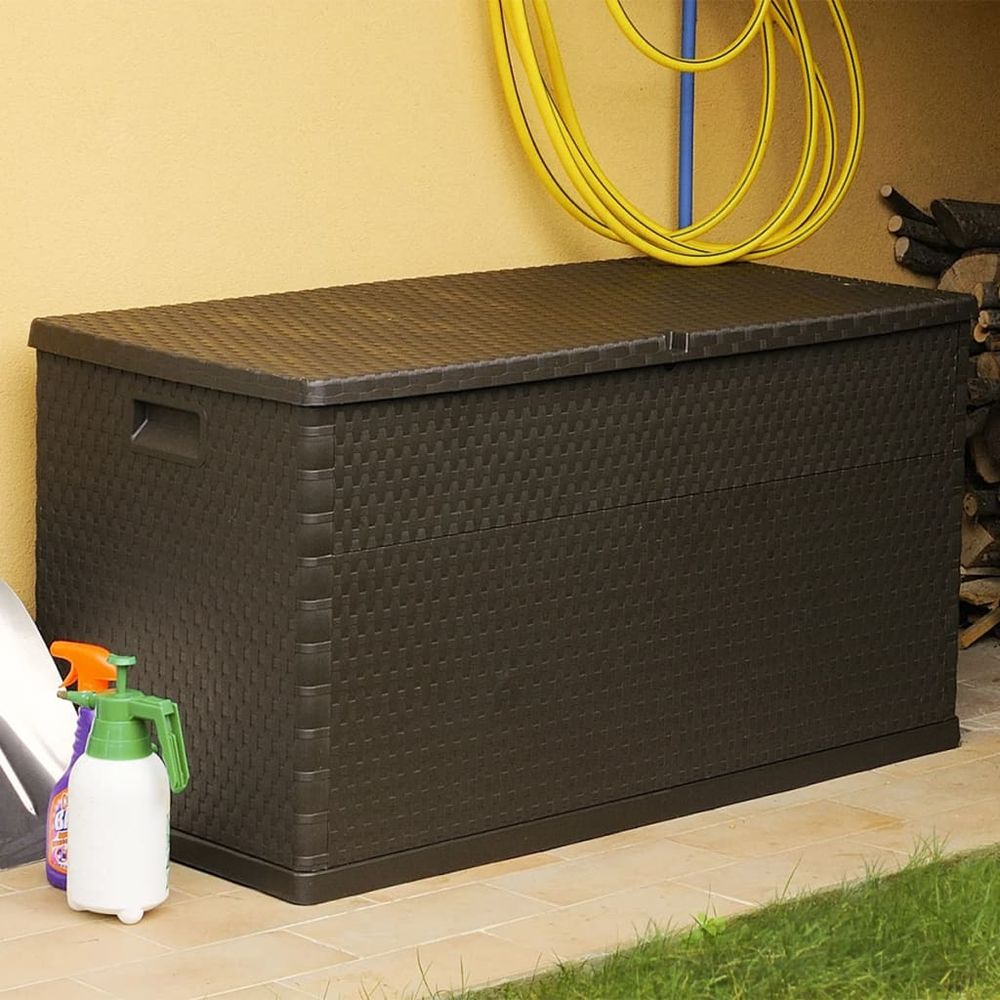 Garden Storage Box Brown 120x56x63 cm PP Rattan - anydaydirect