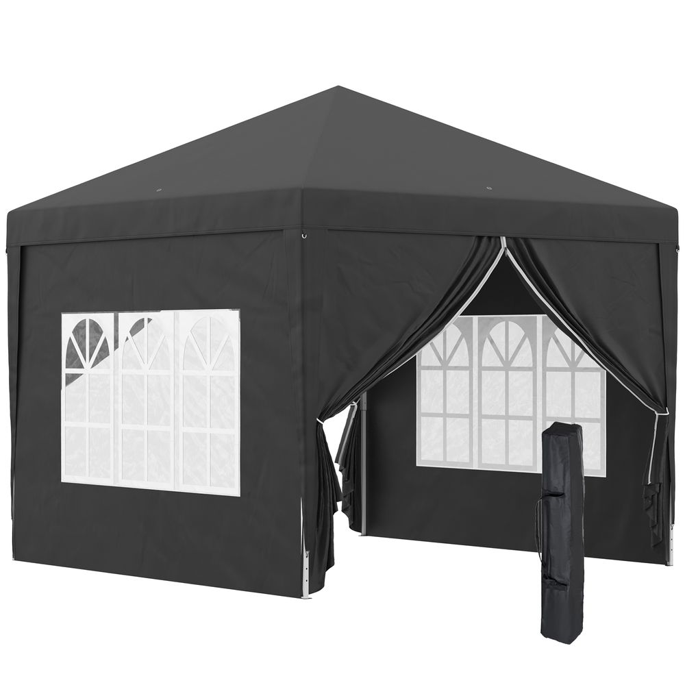 3mx3m Pop Up Gazebo Party Tent Canopy Marquee with Storage Bag Black - anydaydirect