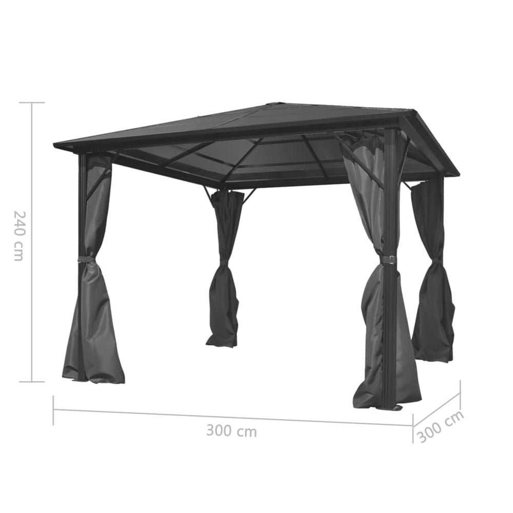 Gazebo with Curtain Anthracite Aluminium 300x300 cm - anydaydirect